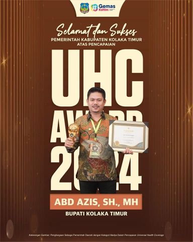 Kolaka Timur meraih penghargaan sebagai Pemerintah Daerah dengan Kategori Madya dalam pencapaian Universal Health Coverage UHC