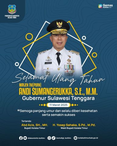 Mengucapkan Selamat Ulang Tahun yang ke-62 Bapak Gubernur Provinsi Sulawesi Tenggara