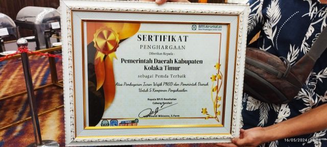 Pemkab Koltim Terima Penghargaan dari BPJS Kesehatan Kendari