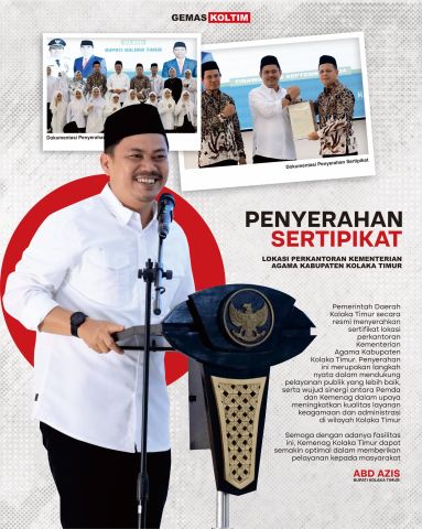 Bupati Koltim Serahkan Sertifikat Lokasi Perkantoran Kemenag