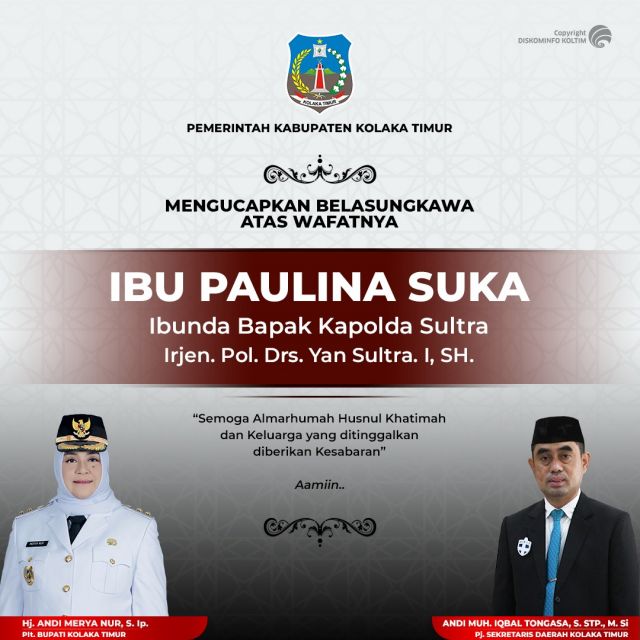 Ucapan Duka Cita Meninggalnya Ibunda Kapolda Sultra