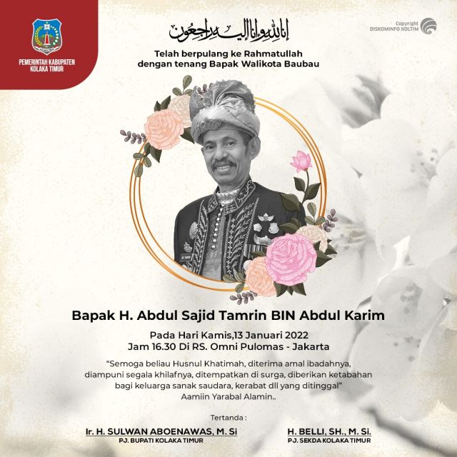 WALIKOTA  BAU-BAU MENINGGAL DUNIA