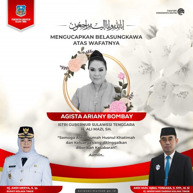 UCAPAN DUKA CITA MENINGGALNYA ISTRI GUBERNUR SULTRA